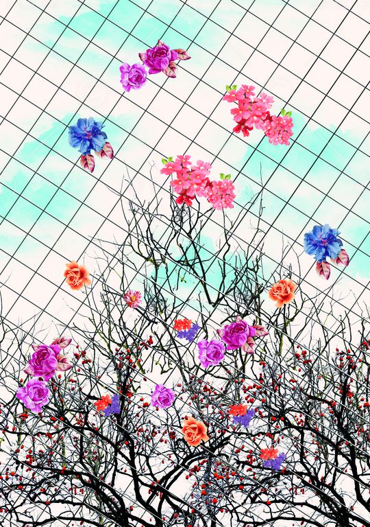 格子花卉印花华亿平台图片