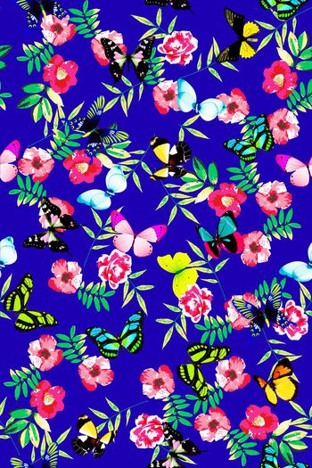 370245-蝴蝶手绘花纹