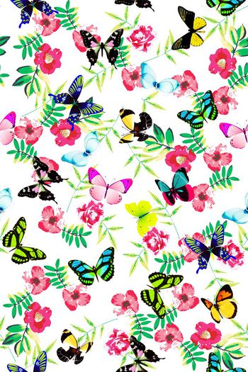 370250-蝴蝶手绘花纹