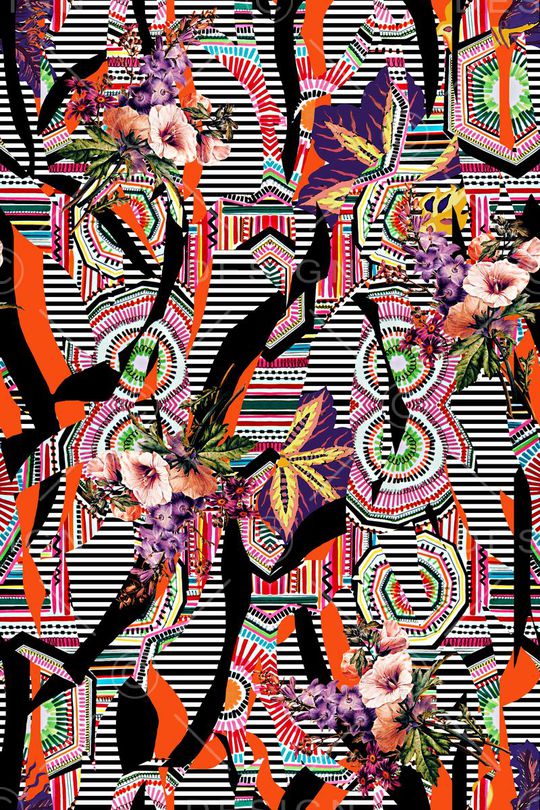 抽象几何 印花华亿平台图片