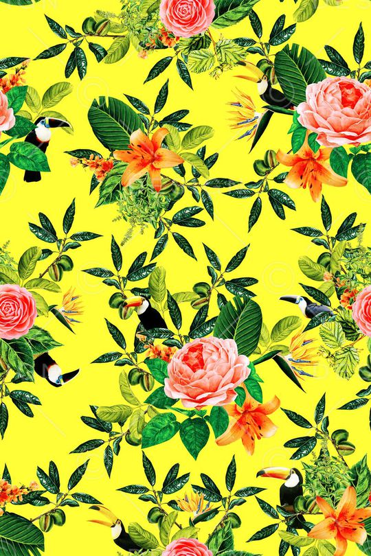 热带风情印花华亿平台图片