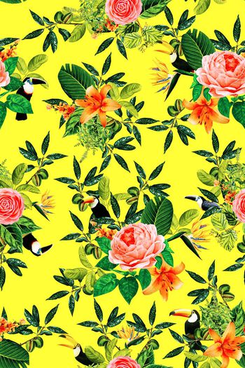 热带风情印花华亿平台图片