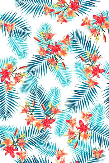 热带风情印花华亿平台图片