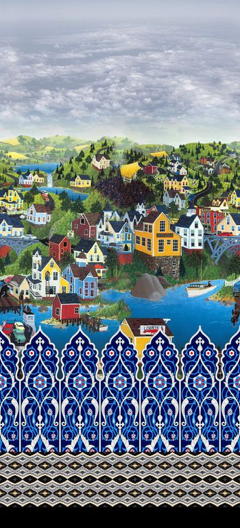 370950-定位欧式花纹油画风景组合