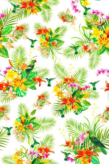 热带风情印花华亿平台图片