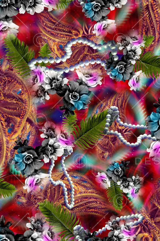 手绘花印花华亿平台图片