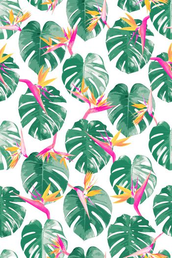 热带植物印花华亿平台图片