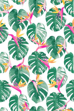 热带植物印花华亿平台图片