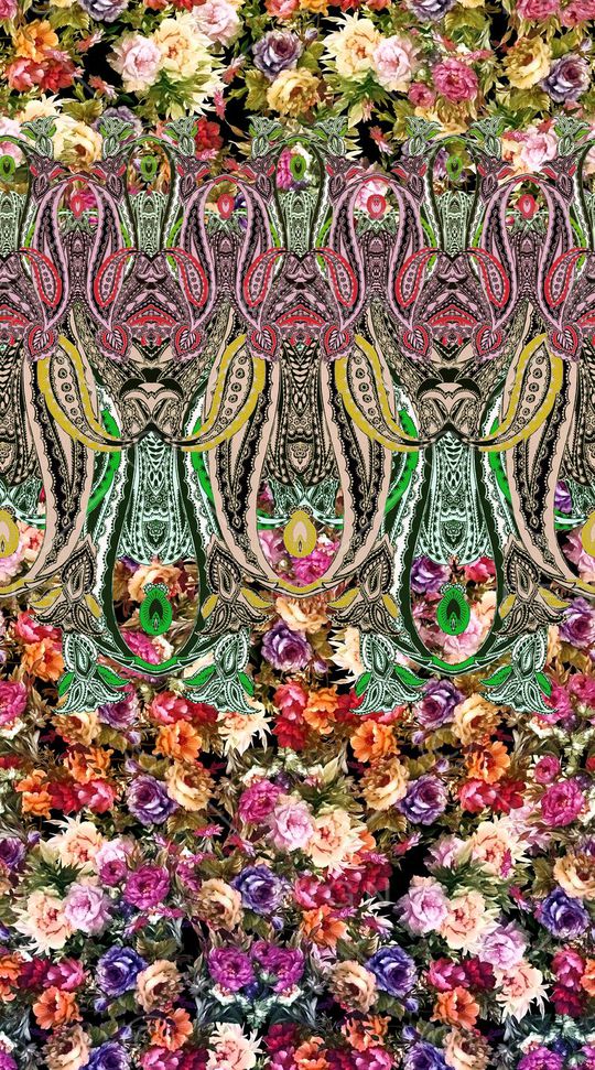 手绘花卉印花华亿平台图片