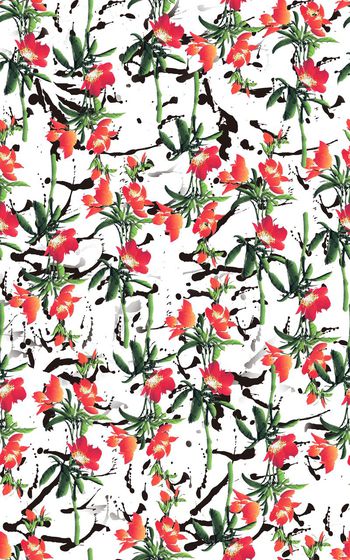 371740-090604-a 水墨笔触花卉