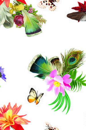 羽毛花卉印花华亿平台图片