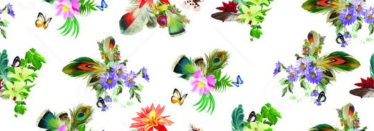 羽毛花卉印花华亿平台图片