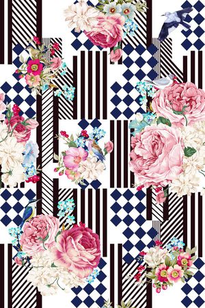 方格几何印花华亿平台图片