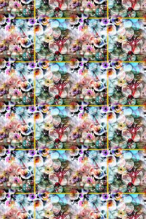 水彩花布纹叠加风格印花华亿平台图片