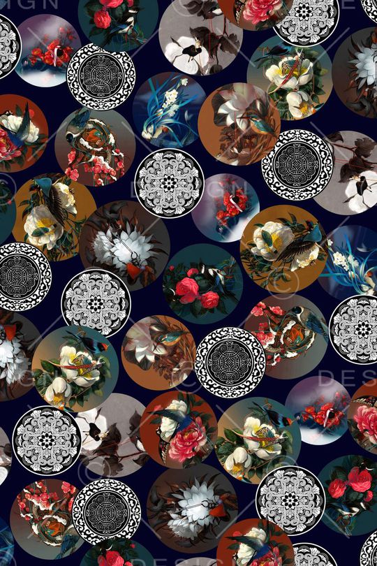 花鸟印花华亿平台图片