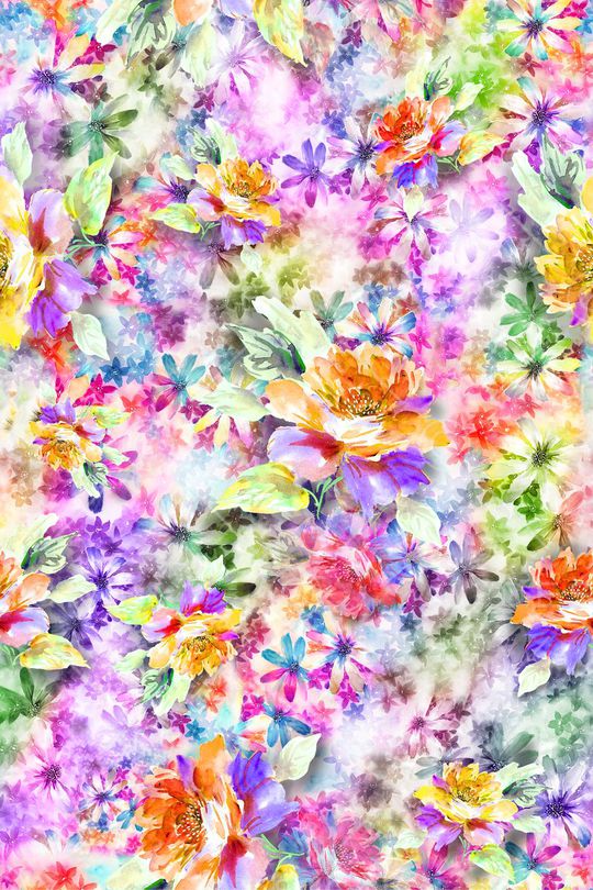 水彩花卉印花华亿平台图片