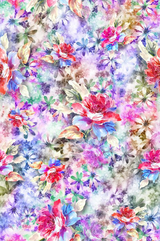 水彩花卉印花华亿平台图片