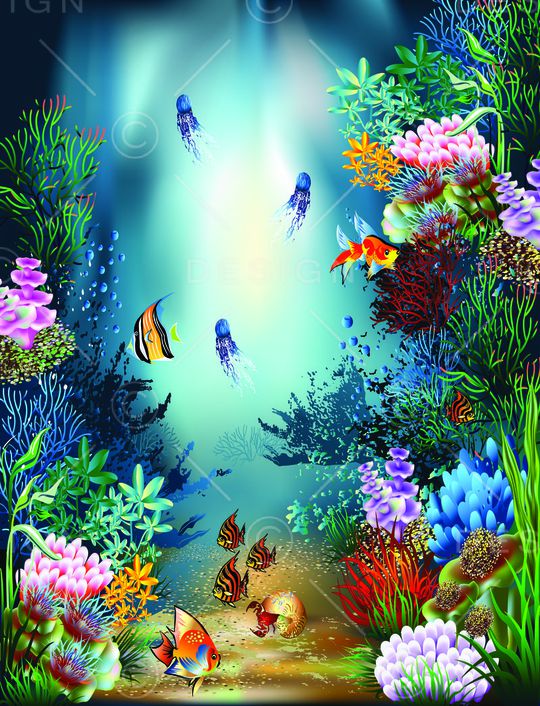 海底世界  海鱼 珊瑚 定位花印花华亿平台图片