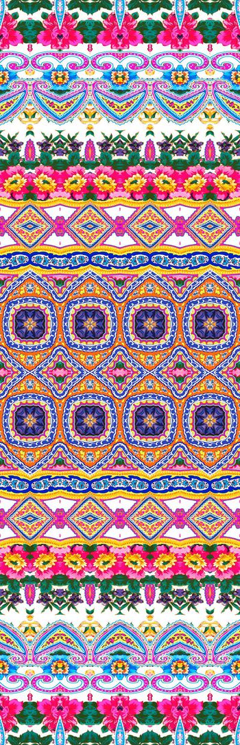 372080-民族风欧式花纹花卉长巾旗袍连衣裙