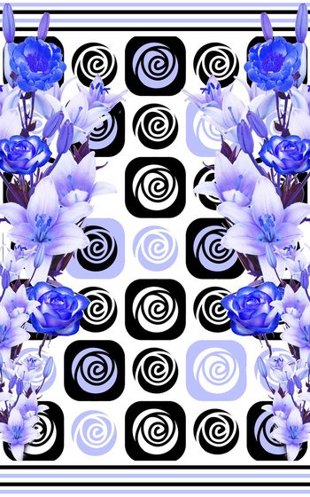 372104-几何玫瑰百合图案组合