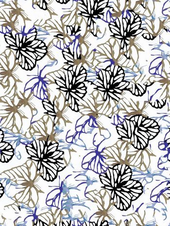 372305-线条蝴蝶花卉图案男装女装衬衣卫衣旗