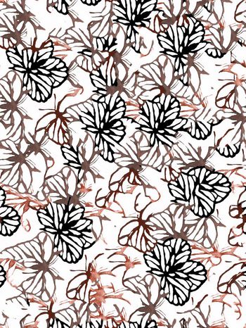 372306-线条蝴蝶花卉图案男装女装衬衣卫衣旗