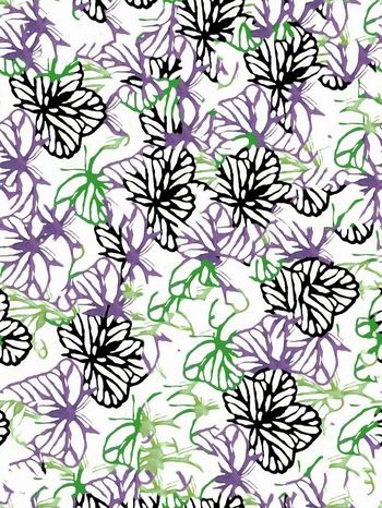 372307-线条蝴蝶花卉图案男装女装衬衣卫衣旗