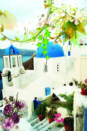 城堡  花卉  欧美印花华亿平台图片