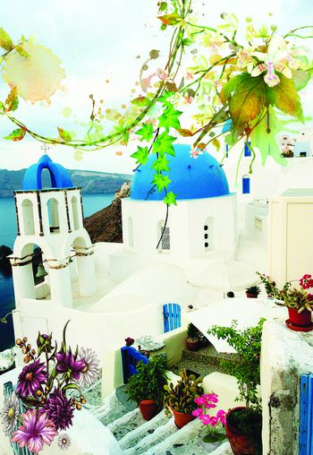 城堡  花卉  欧美印花华亿平台图片