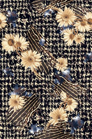 高端男装女装千鸟格小花 数码华亿平台印花华亿平台图片