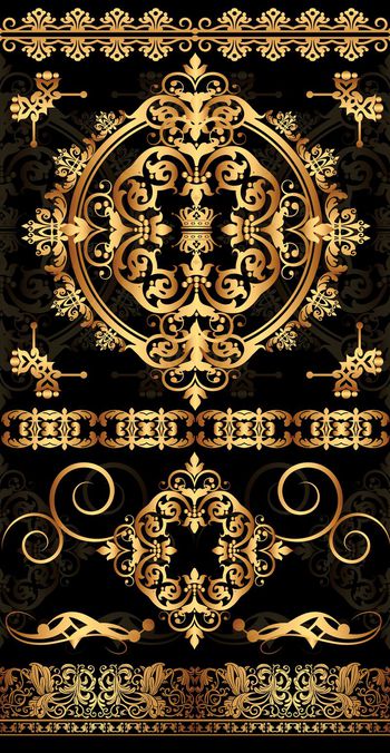 372860-欧式巴洛克花纹组合花卉连衣裙