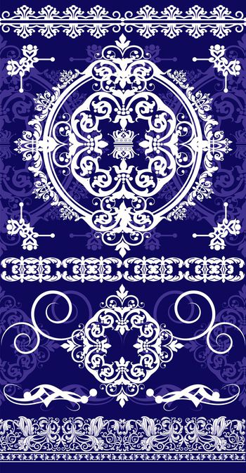 372861-欧式巴洛克花纹组合花卉连衣裙