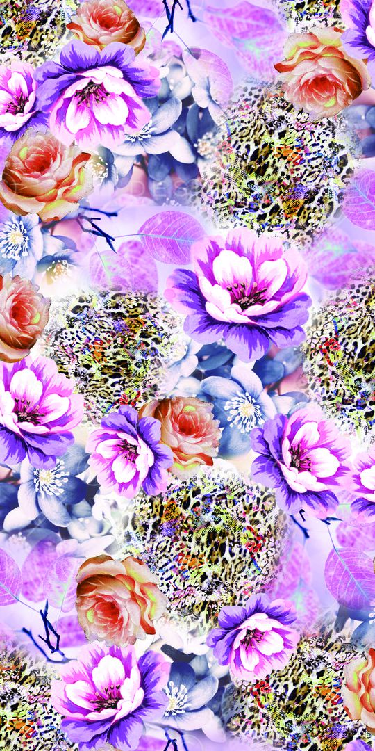 豹纹  手绘花印花华亿平台图片