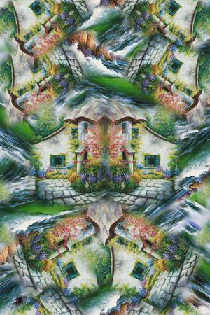 风景 房子印花华亿平台图片