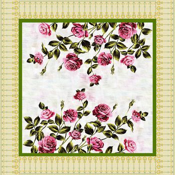 373540-复古欧式古典淑女风格玫瑰花花卉丝巾