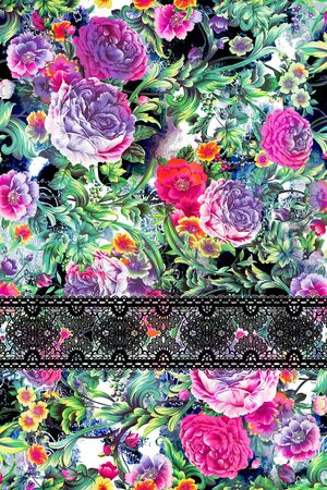 复古花卉印花华亿平台图片