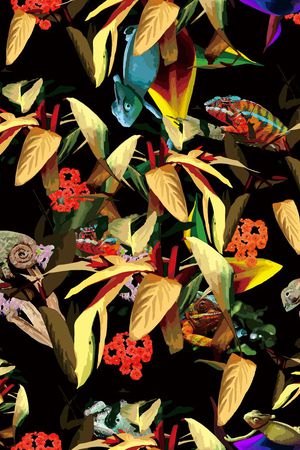 花 叶 热带 变色龙印花华亿平台图片