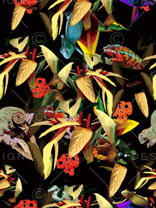 花 叶 热带 变色龙印花华亿平台图片