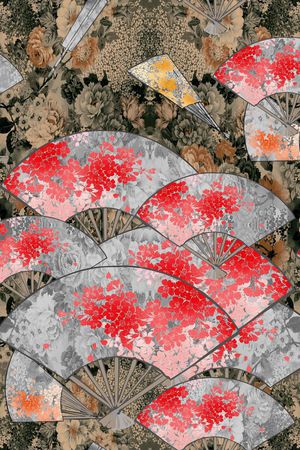 和风扇 花卉印花华亿平台图片