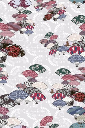 和风扇 花卉印花华亿平台图片