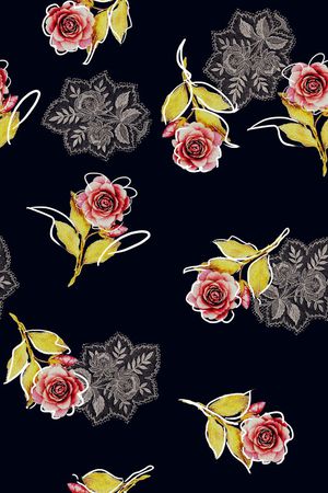 数码花卉女装印花华亿平台图片