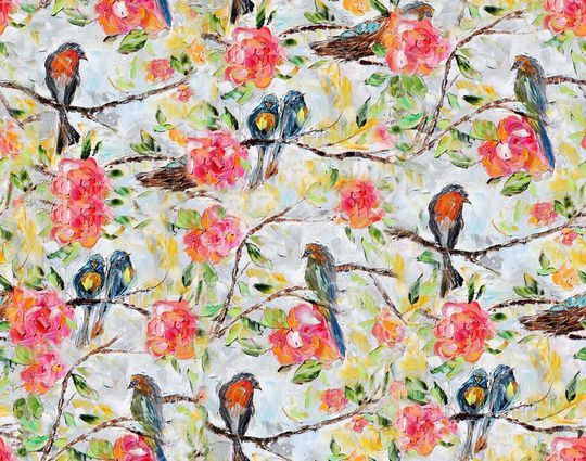 花鸟印花华亿平台图片