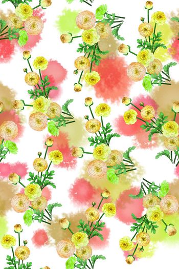 374562-田园风小清新手绘水彩斑点玫瑰花白底