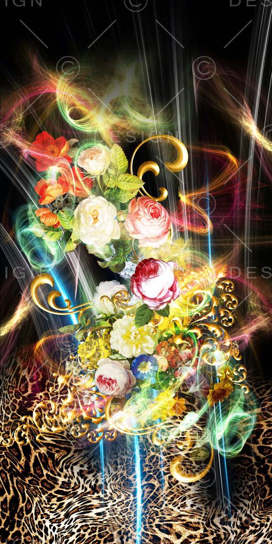 数码 豹纹 花卉印花华亿平台图片