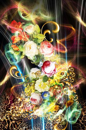 数码 豹纹 花卉印花华亿平台图片