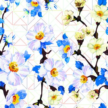 花卉  几何  桃花印花华亿平台图片