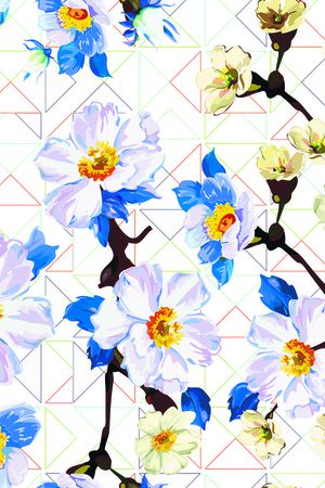 花卉  几何  桃花印花华亿平台图片