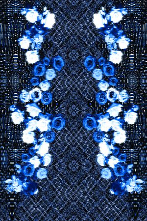 蓝色玫瑰    对称定位花卉印花华亿平台图片