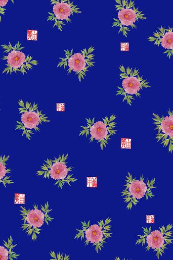 牡丹印花华亿平台图片