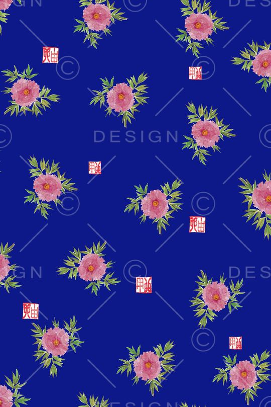 牡丹印花华亿平台图片